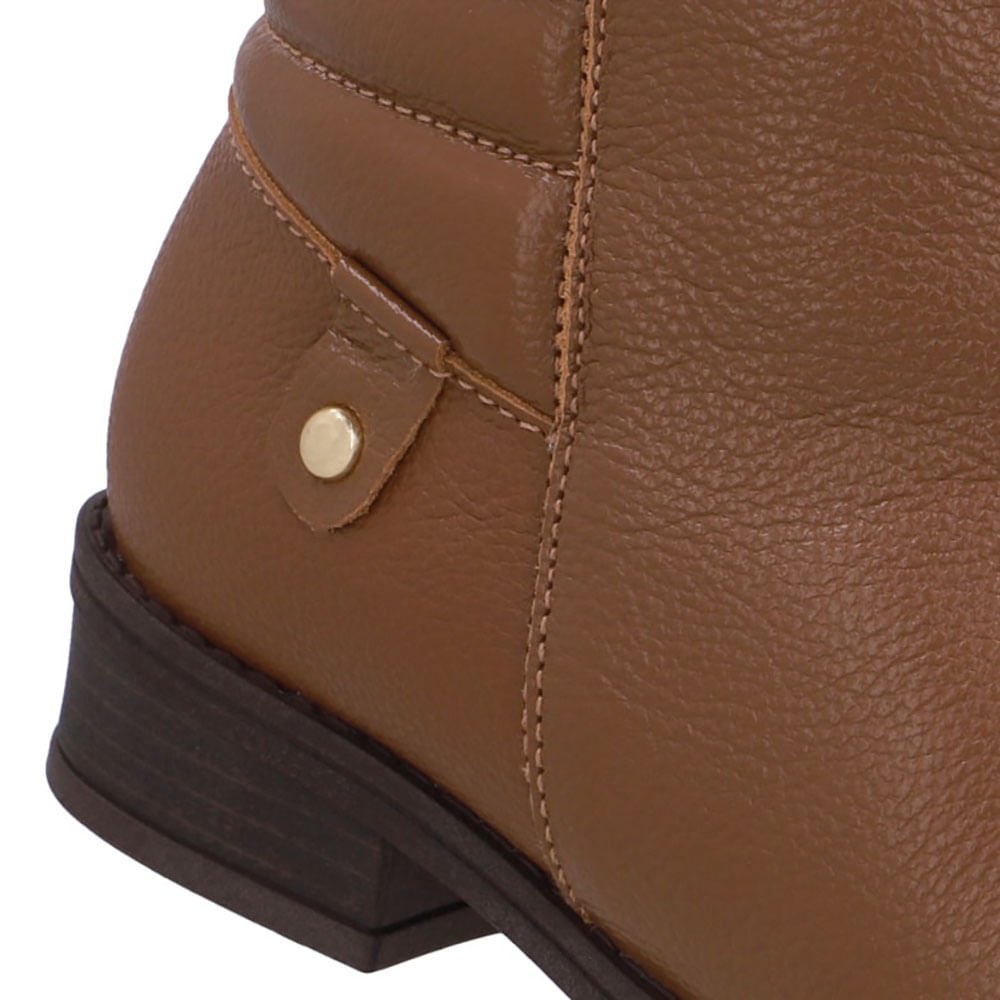 Bota Salto Bloco Marrom Couro Costura Marrom 4