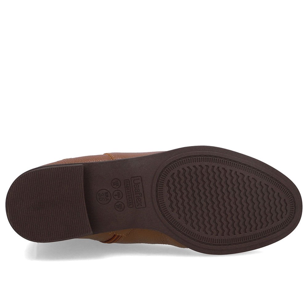 Bota Salto Bloco Marrom Couro Costura Marrom 5