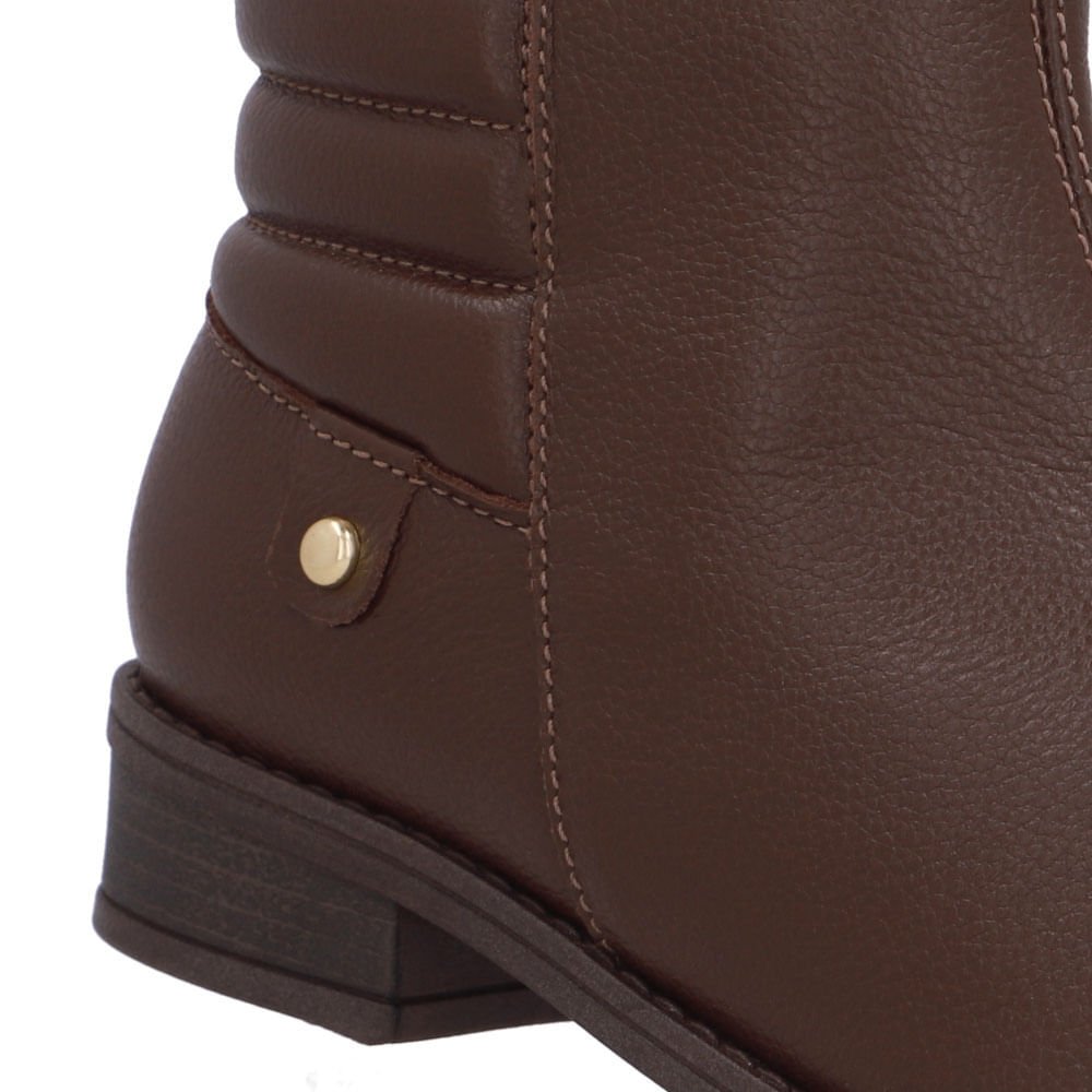 Bota Salto Bloco Marrom Couro Costura Marrom 4