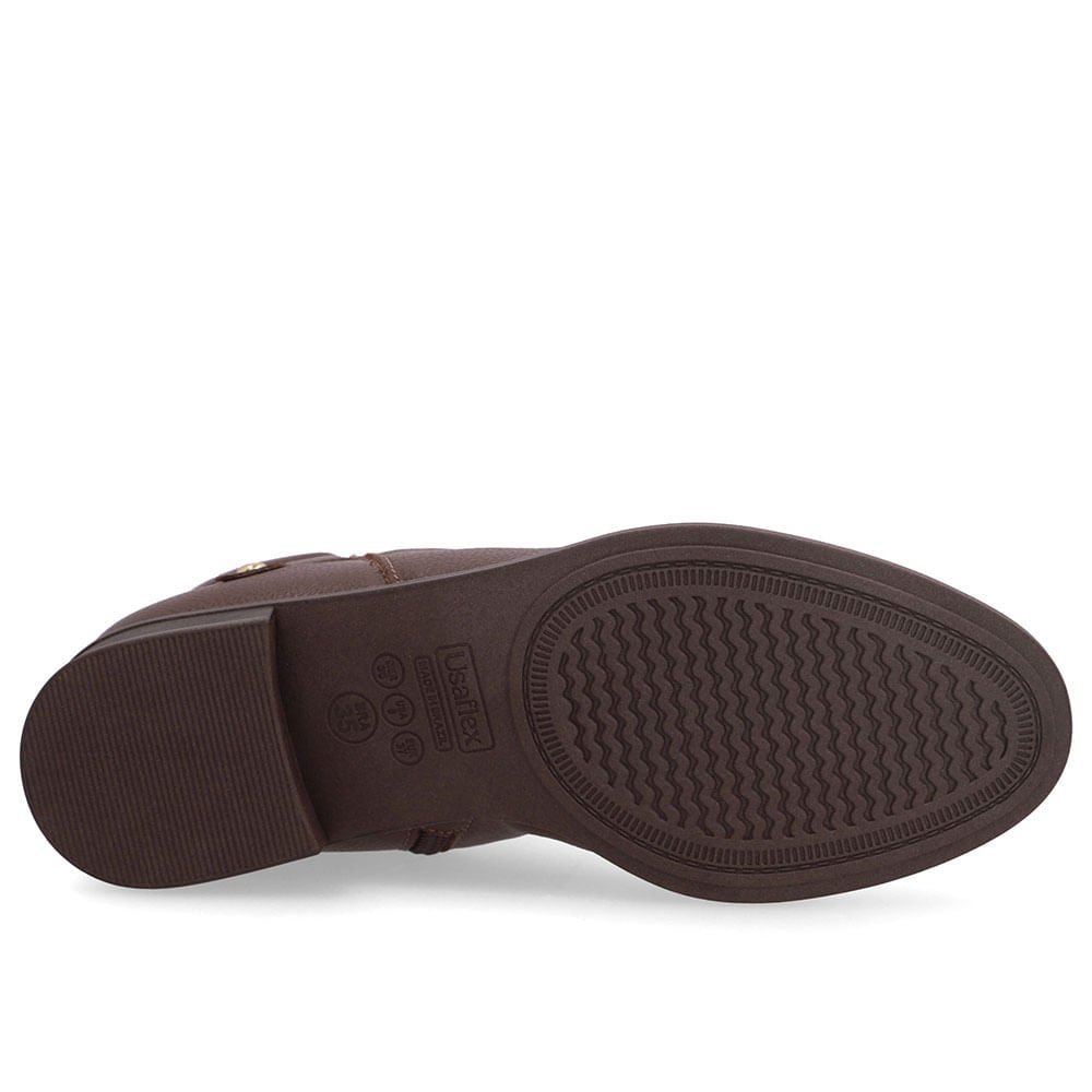 Bota Salto Bloco Marrom Couro Costura Marrom 5