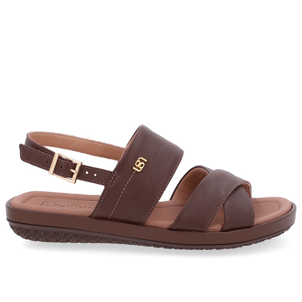 Sandália Baixa Couro Marrom