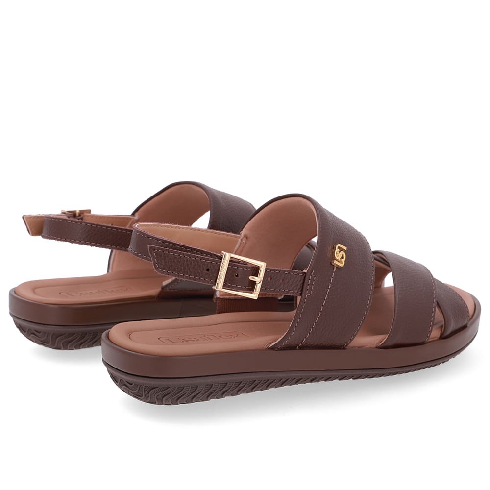 Sandália Baixa Couro Marrom Marrom 3