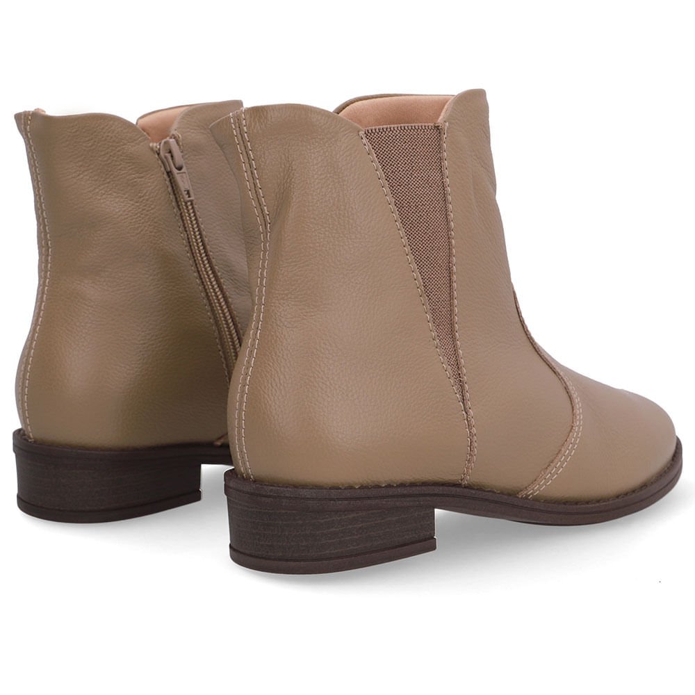 Bota Salto Bloco Marrom Couro Elástico Marrom 3