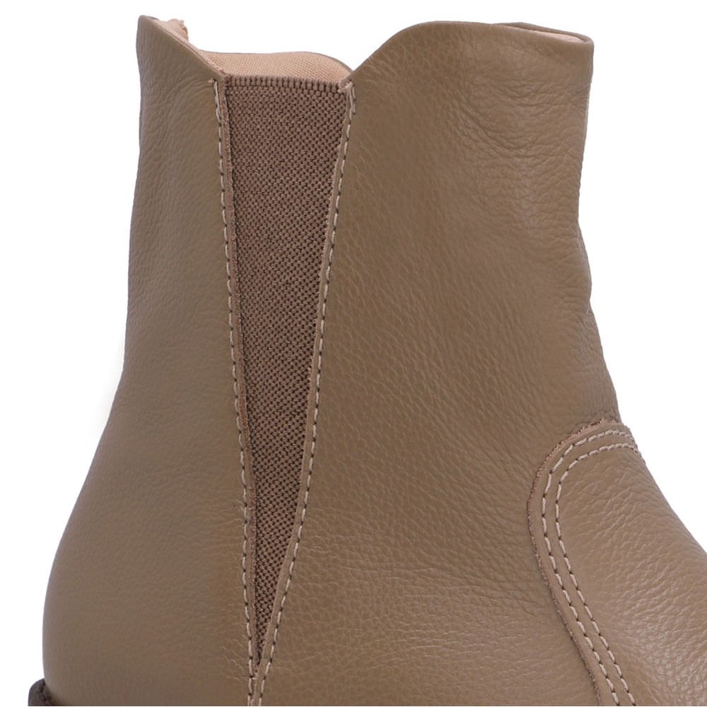 Bota Salto Bloco Marrom Couro Elástico Marrom 4
