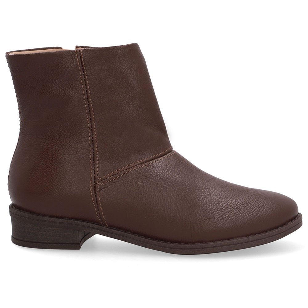 Bota Bico Redondo Marrom Couro