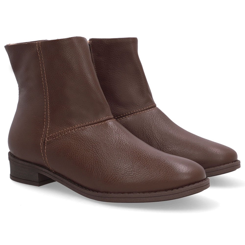 Bota Bico Redondo Marrom Couro Marrom 2