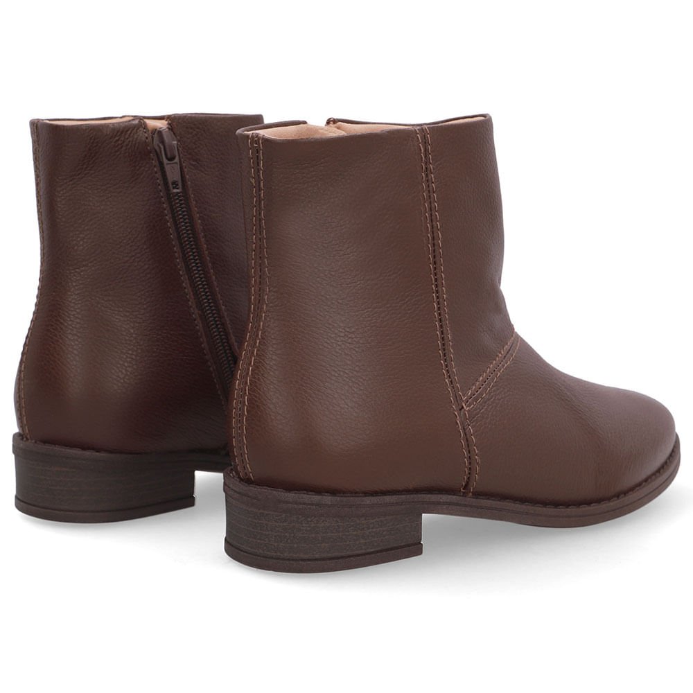 Bota Bico Redondo Marrom Couro Marrom 3