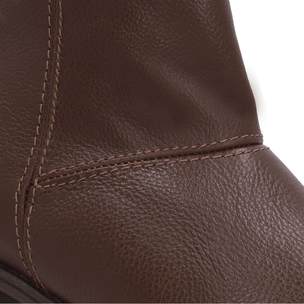 Bota Bico Redondo Marrom Couro Marrom 4