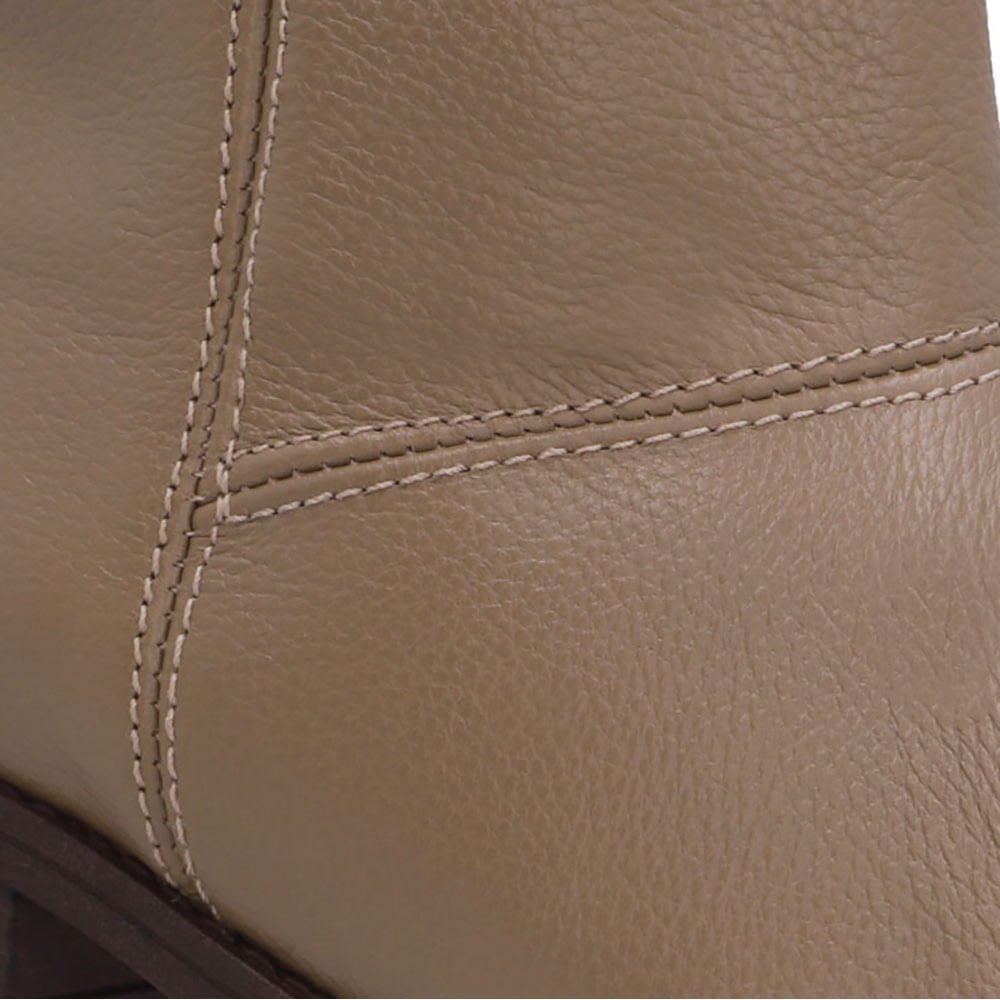 Bota Bico Redondo Marrom Couro Bege 4