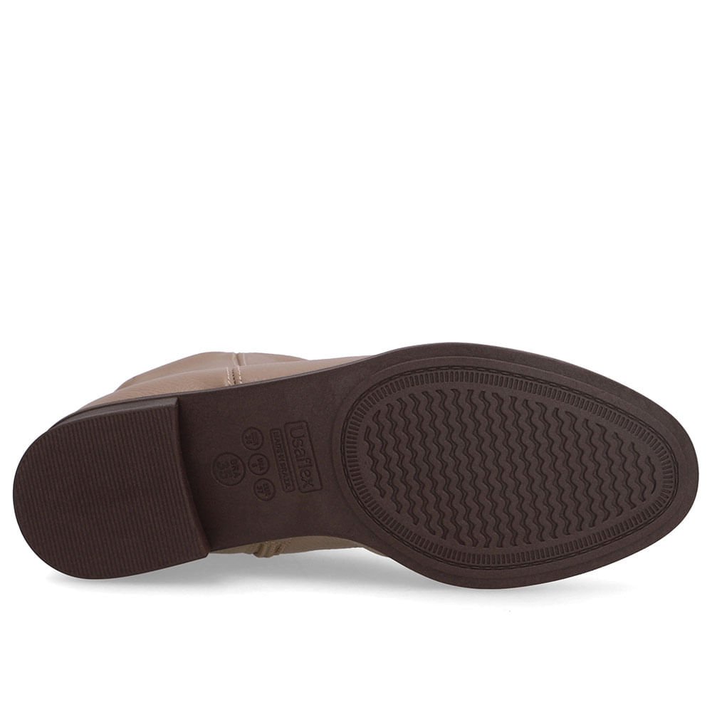 Bota Bico Redondo Marrom Couro Bege 5
