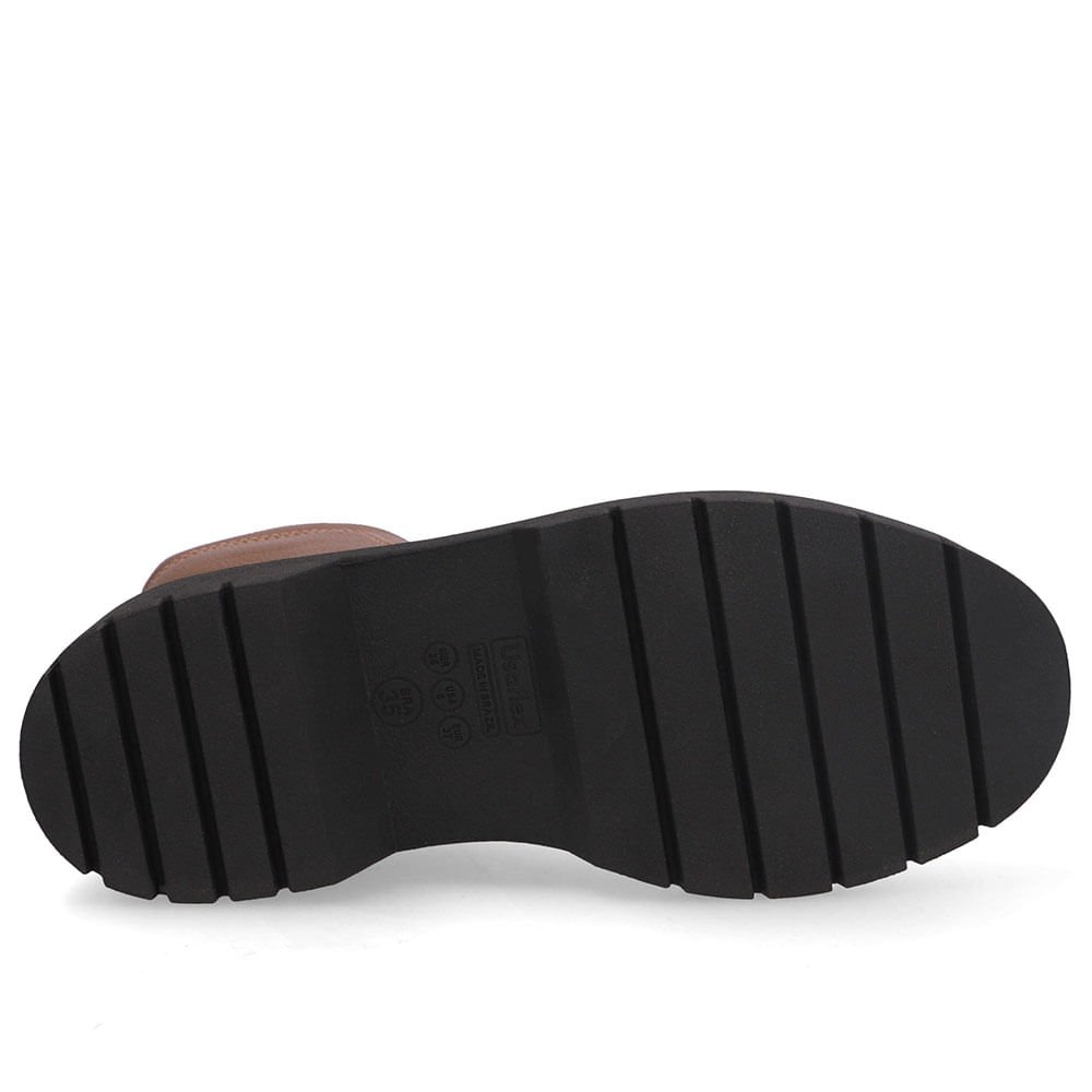 Bota Marrom Couro Salto Bloco Tratorado Cadarço Marrom 5