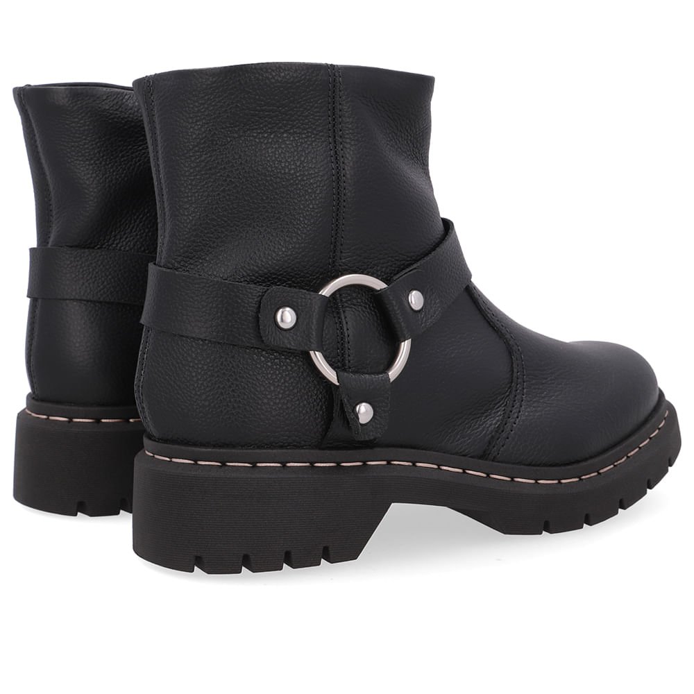 Bota Preta Couro Salto Bloco Tratorado Preto 3