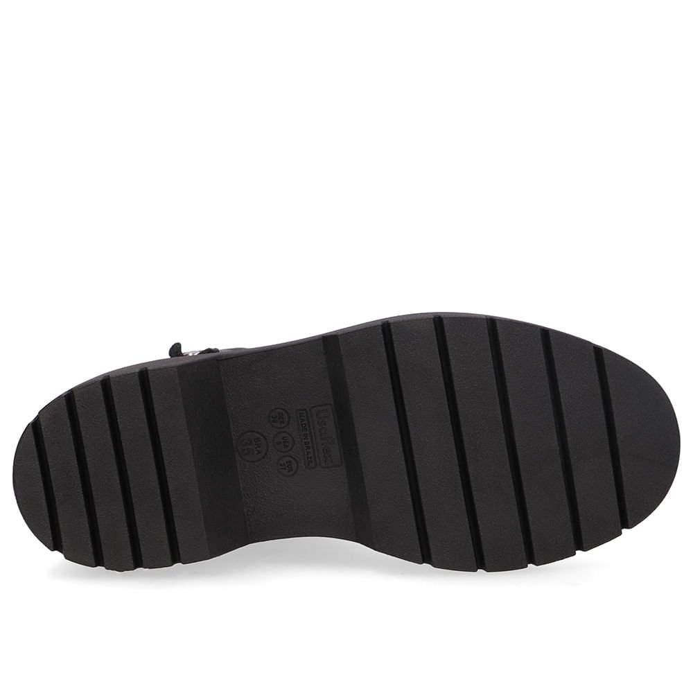 Bota Preta Couro Salto Bloco Tratorado Preto 5