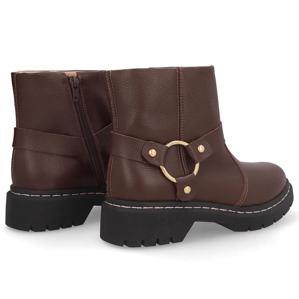Bota Marrom Couro Salto Bloco Tratorado Marrom 3