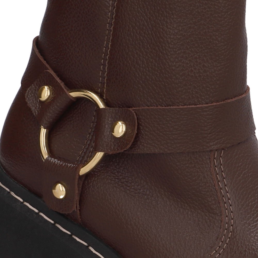 Bota Marrom Couro Salto Bloco Tratorado Marrom 4