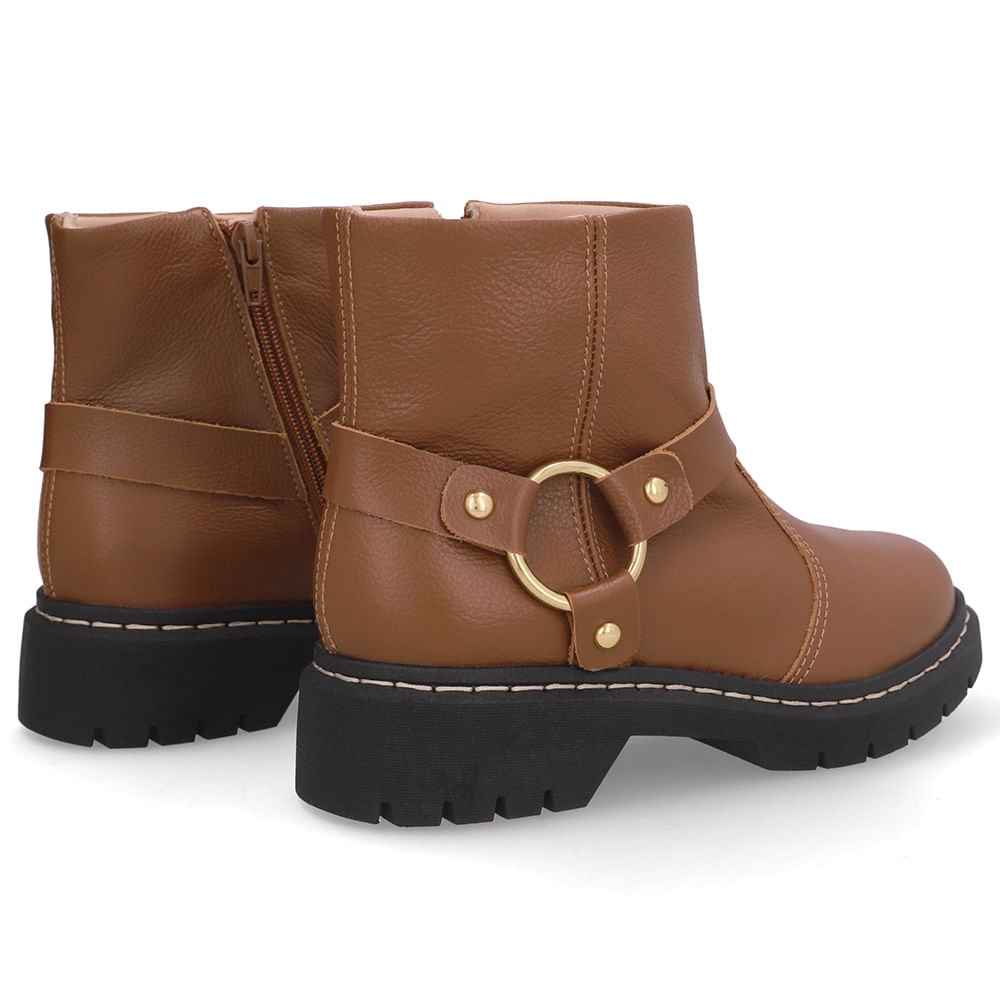 Bota Marrom Couro Salto Bloco Tratorado Marrom 3