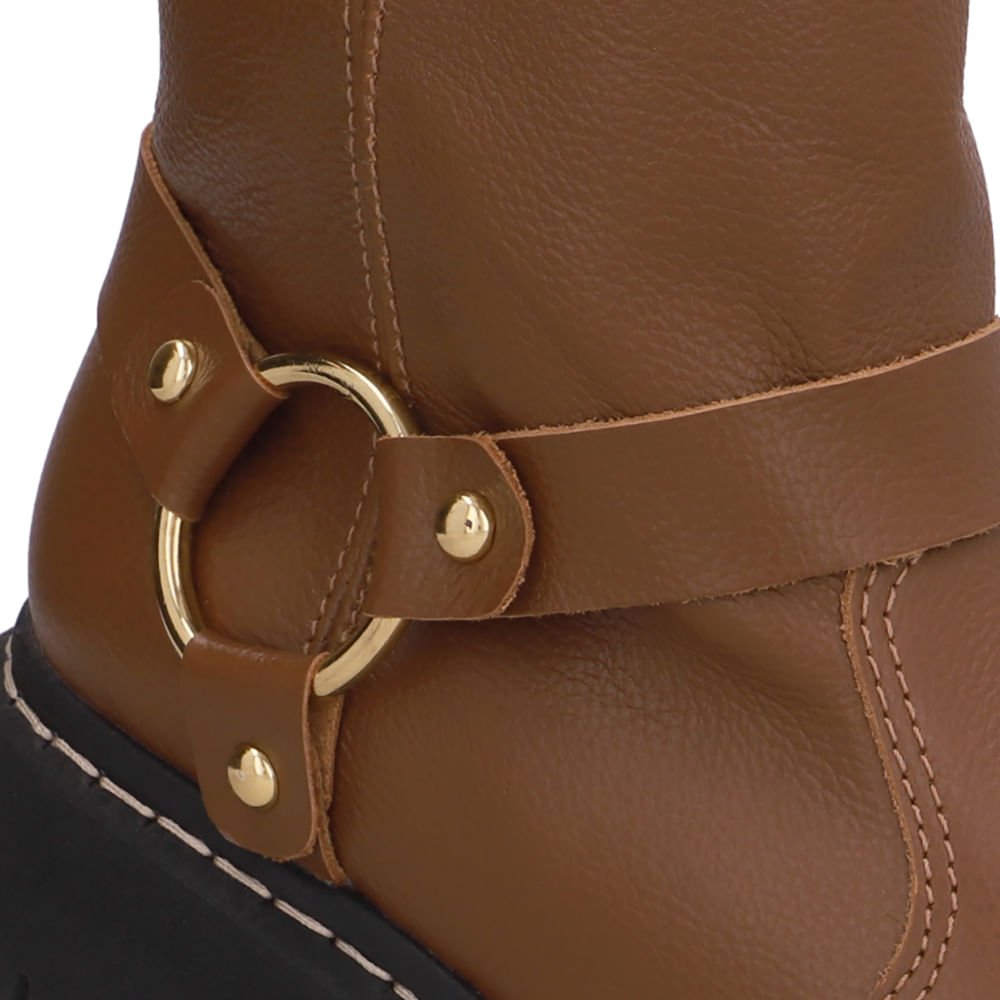 Bota Marrom Couro Salto Bloco Tratorado Marrom 4