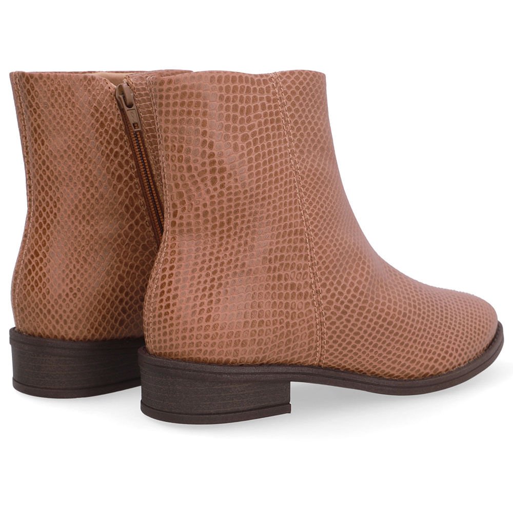 Bota Salto Bloco Bico Redondo Couro Marrom Marrom 3