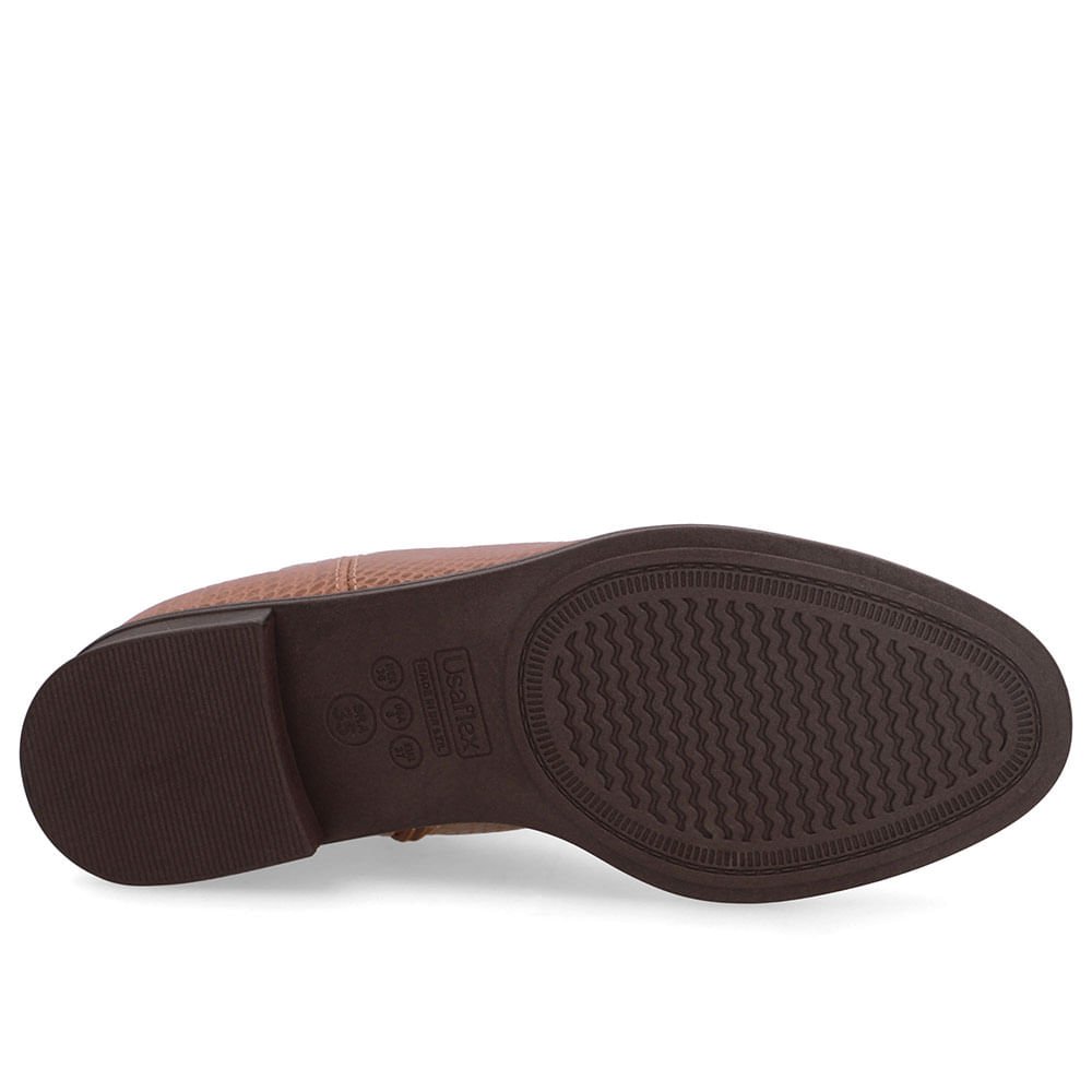 Bota Salto Bloco Bico Redondo Couro Marrom Marrom 5