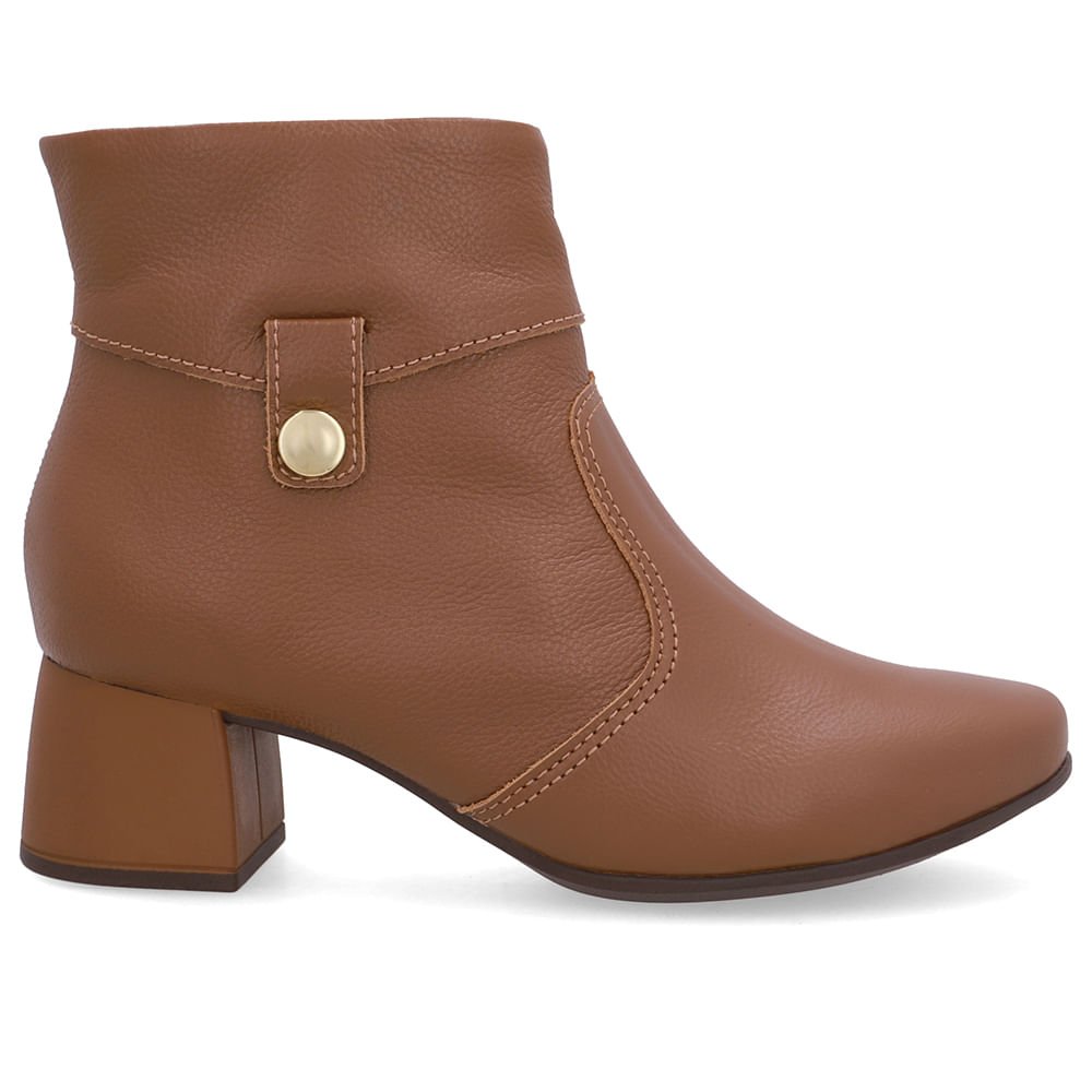 Bota Marrom Couro Bico Redondo