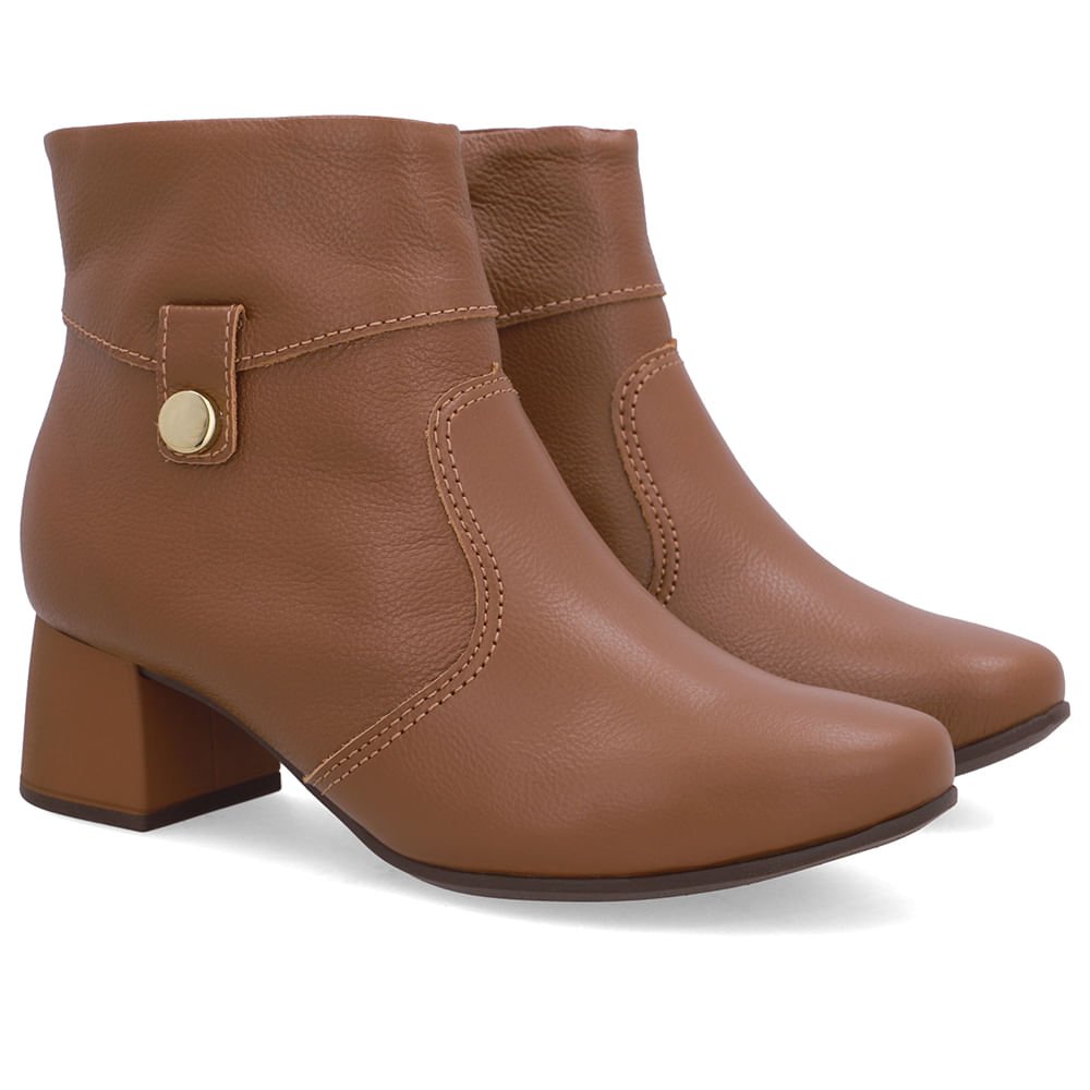 Bota Marrom Couro Bico Redondo Marrom 2