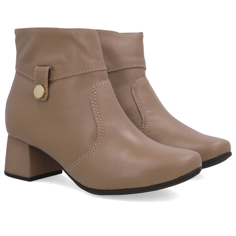 Bota Marrom Couro Bico Redondo Marrom 2