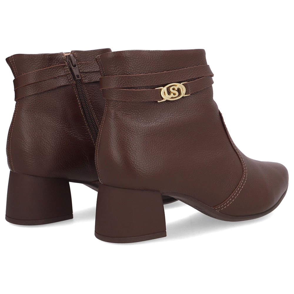 Bota Marrom Couro Bico Redondo Monograma Marrom 3