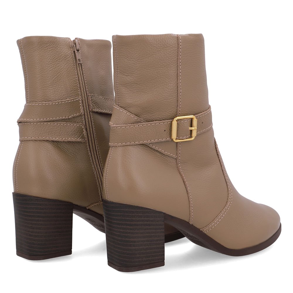 Bota Marrom Couro Salto Bloco Médio Marrom 3