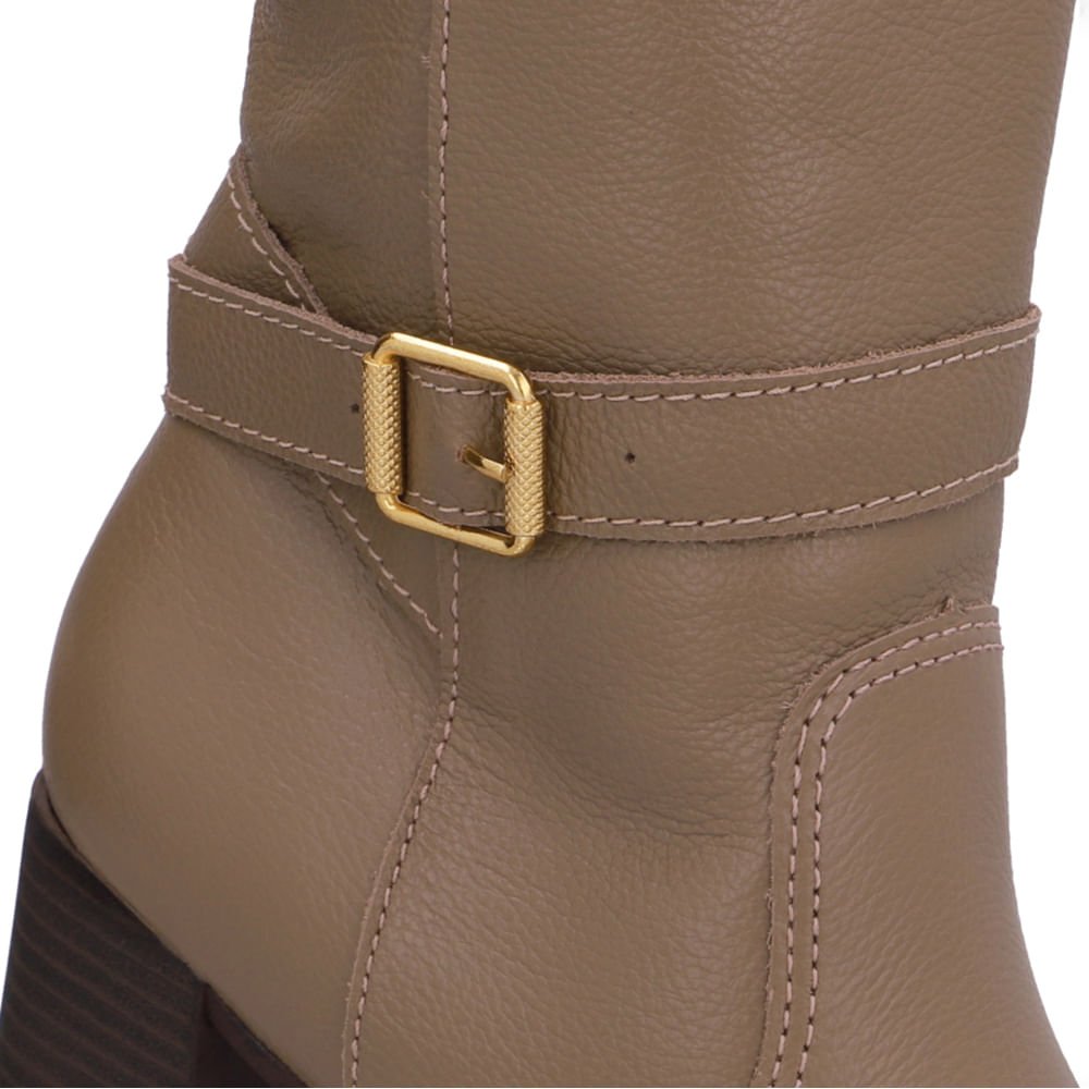 Bota Marrom Couro Salto Bloco Médio Marrom 4