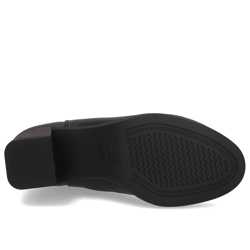 Bota Preta Couro Salto Bloco Médio Elástico Preto 5