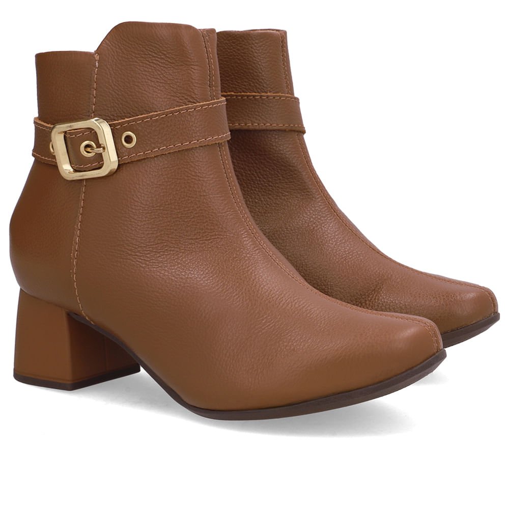 Bota Marrom Couro Bico Redondo Fivela Marrom 2