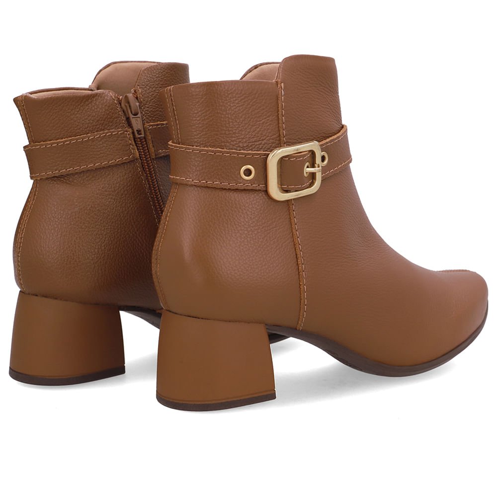 Bota Marrom Couro Bico Redondo Fivela Marrom 3
