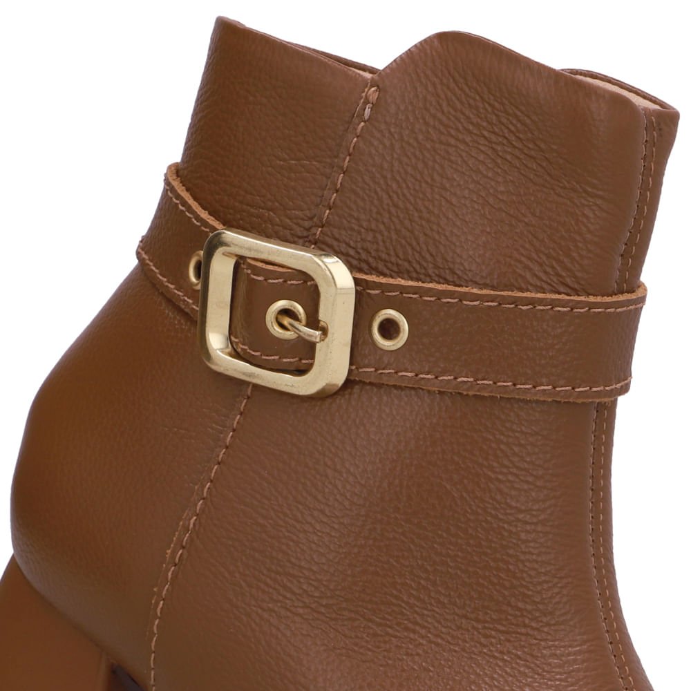 Bota Marrom Couro Bico Redondo Fivela Marrom 4