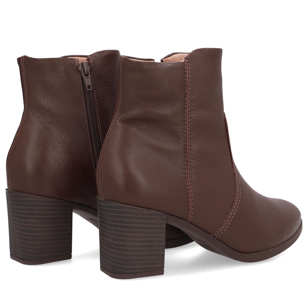 Bota Marrom Couro Salto Bloco Médio Preto 4