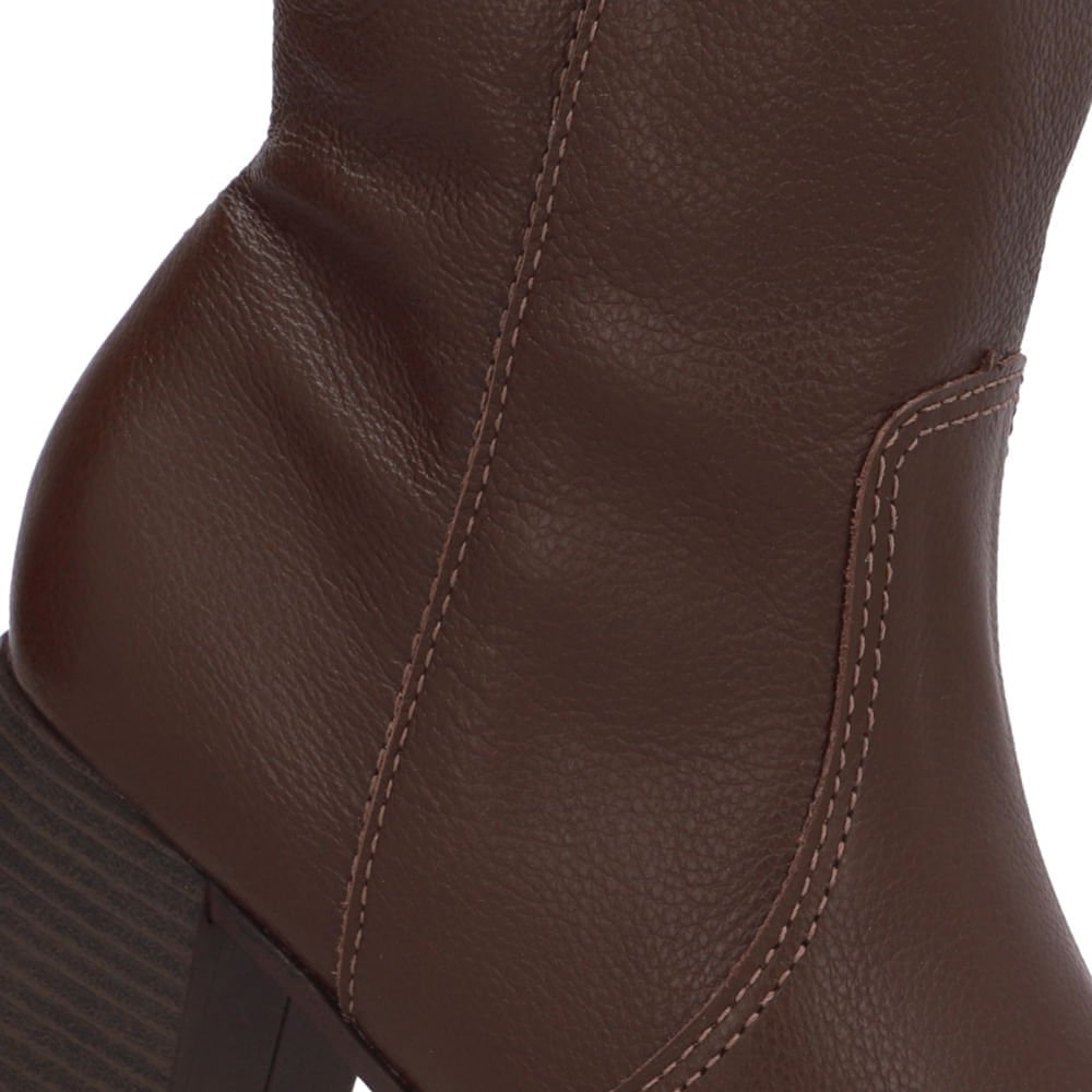 Bota Marrom Couro Salto Bloco Médio Preto 5