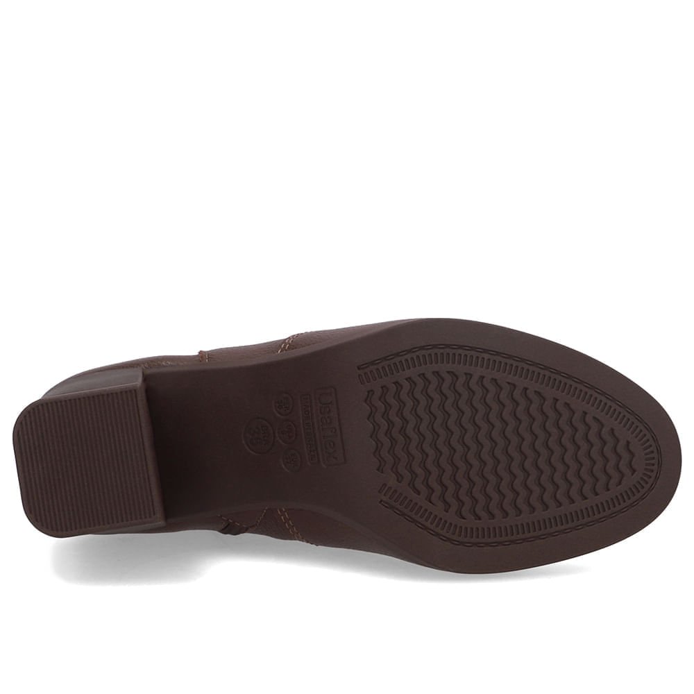 Bota Marrom Couro Salto Bloco Médio Preto 6