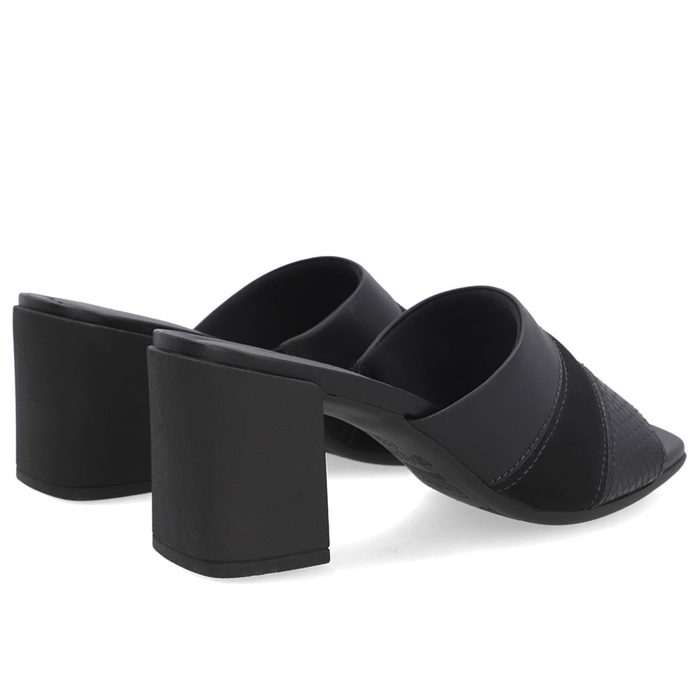 Tamanco Bico Quadrado Couro Preto Preto 3