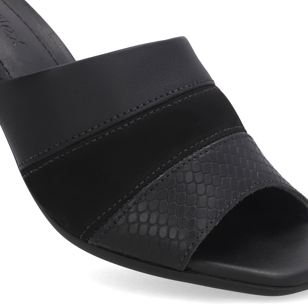 Tamanco Bico Quadrado Couro Preto Preto 4