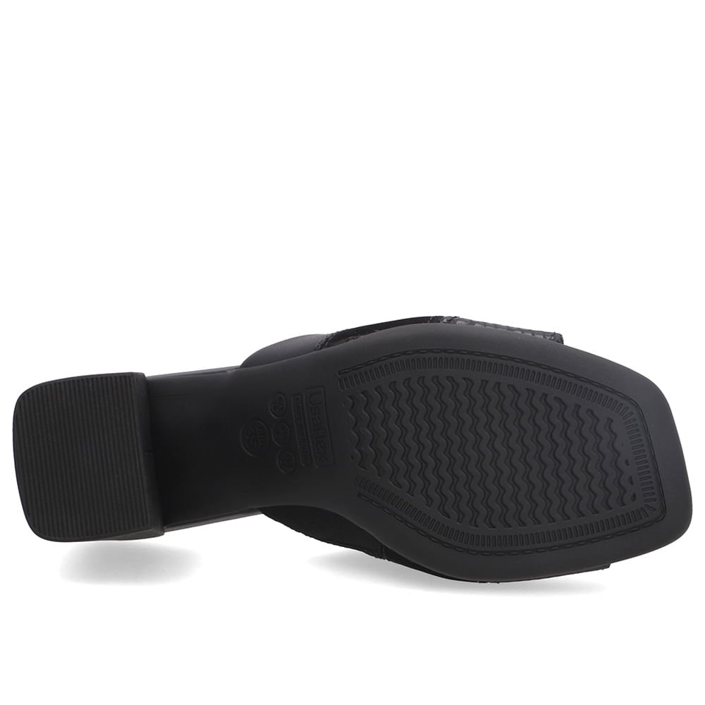 Tamanco Bico Quadrado Couro Preto Preto 5