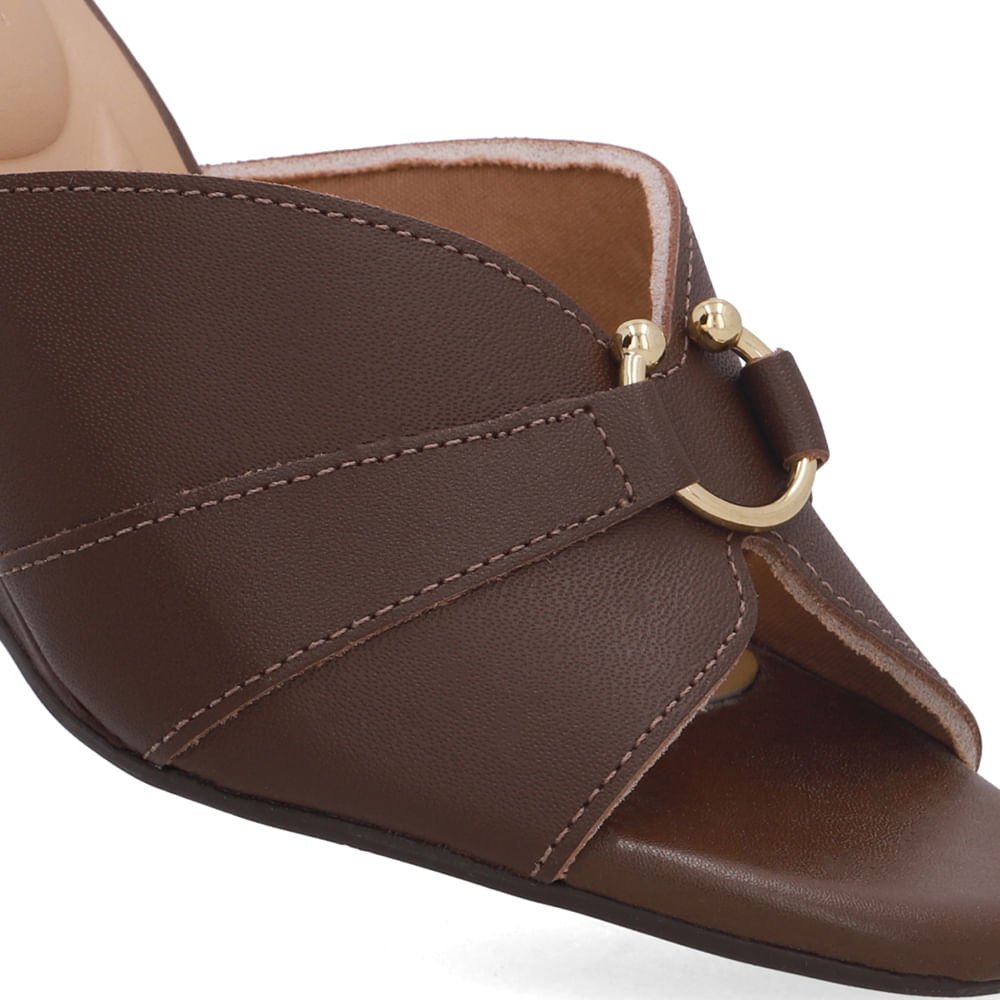 Tamanco Anabela Couro Marrom Piercing Marrom 4