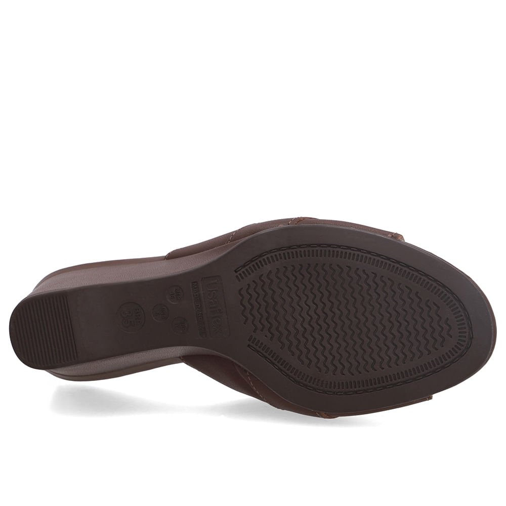 Tamanco Anabela Couro Marrom Piercing Marrom 5