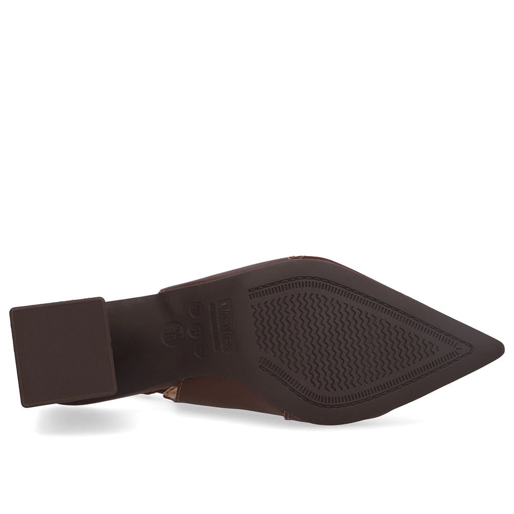 Slingback Marrom Bico Fino Couro Marrom 5