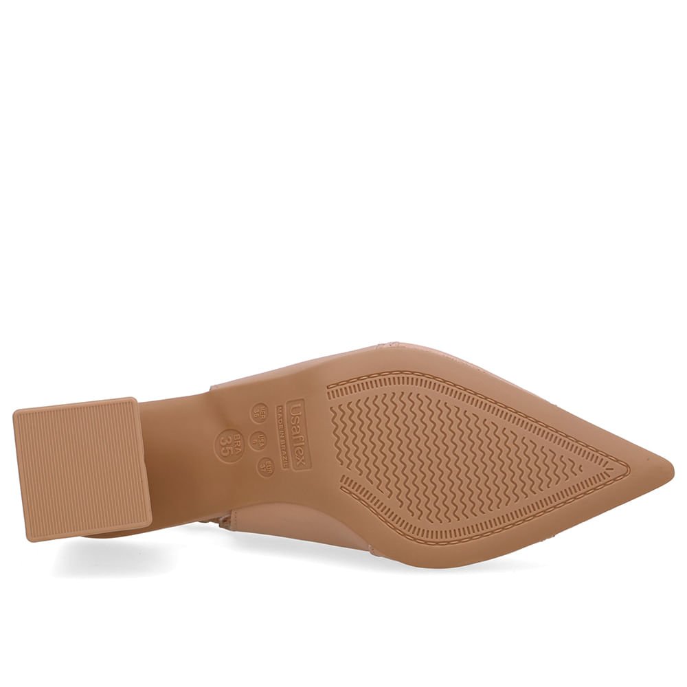 Slingback Bege Bico Fino Couro Bege 5