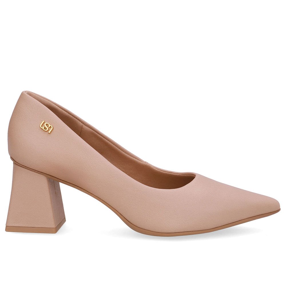 Scarpin Bege Bico Fino Couro