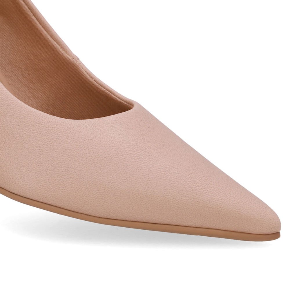 Scarpin Bege Bico Fino Couro Bege 4