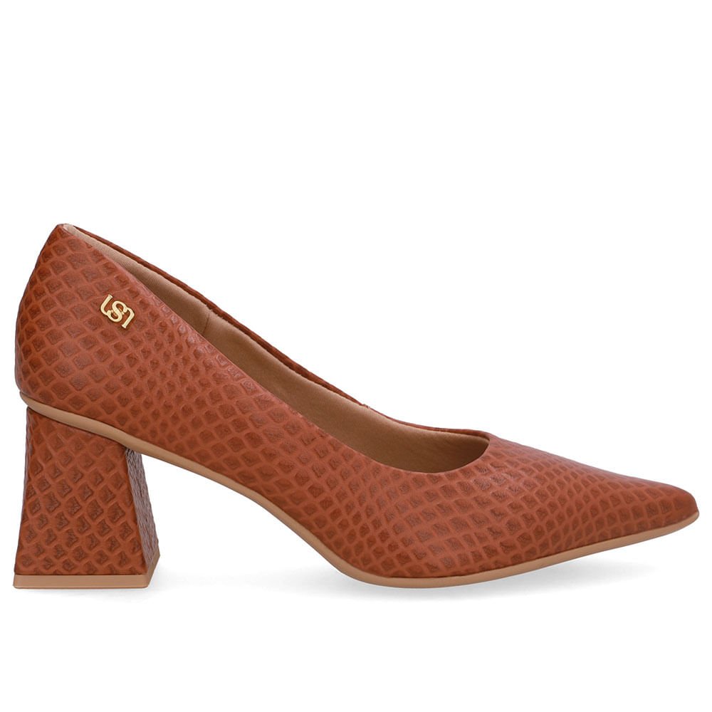 Scarpin Marrom Bico Fino Couro