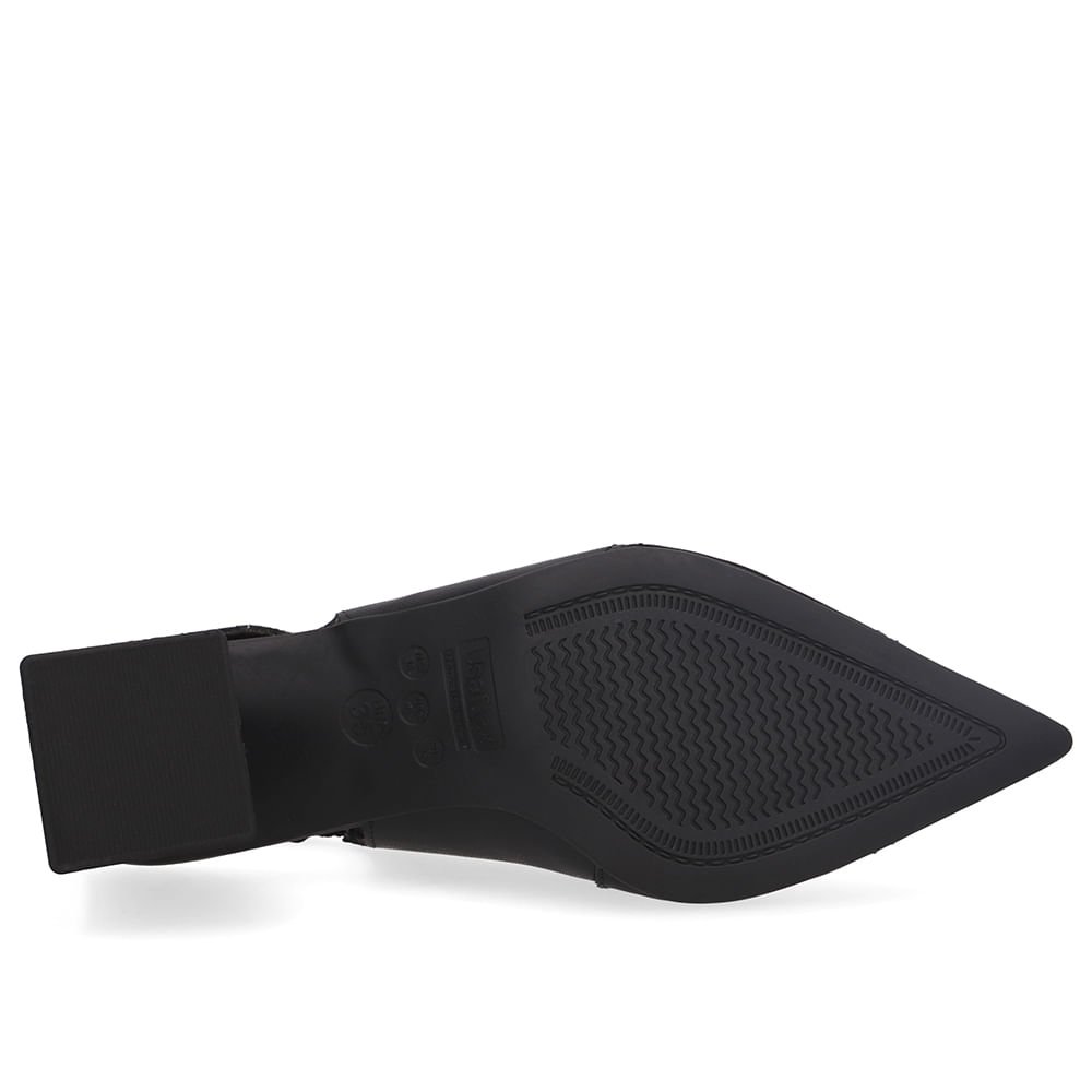 Slingback Preto Bico Fino Couro Preto 5