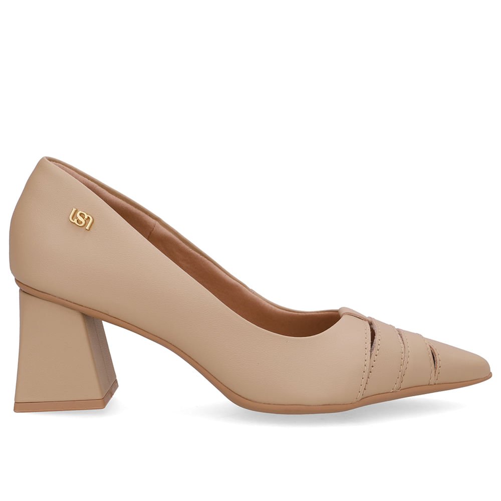Scarpin Bege Bico Fino Recortes