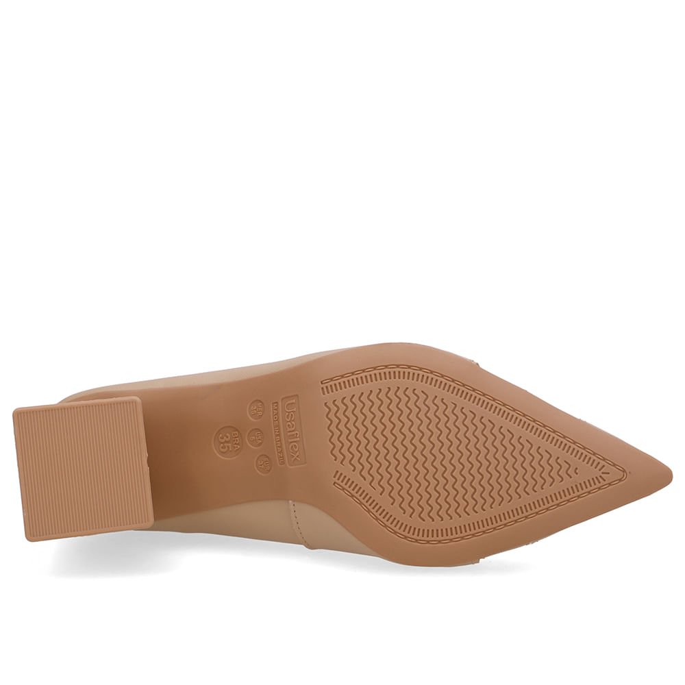 Scarpin Bege Bico Fino Recortes Bege 5