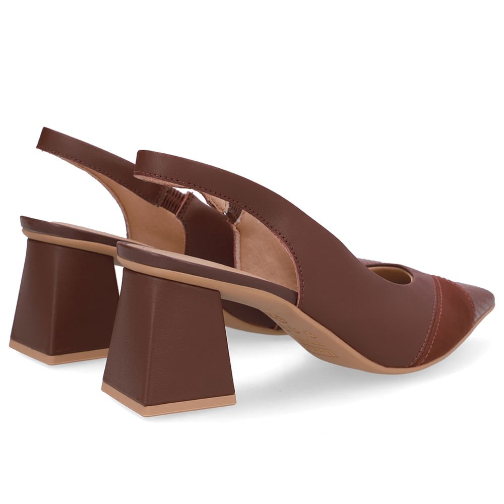 Slingback Vermelho Bico Fino Couro Vermelho 3